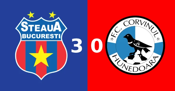 steaua bucurești corvinul hunedoara 3-0